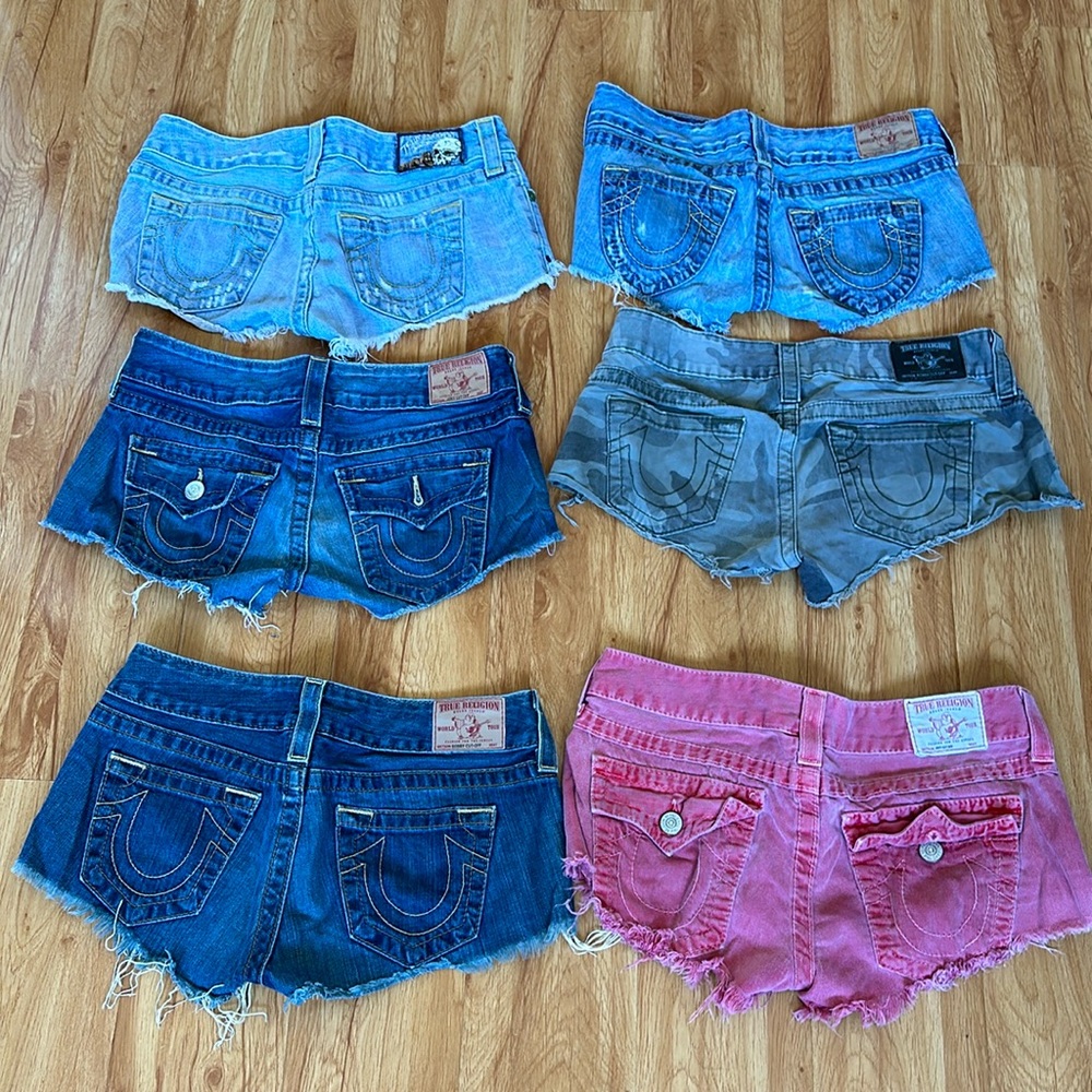True religion Joey & Bobby cut off shorts lot of 6 (27, 28, 30)